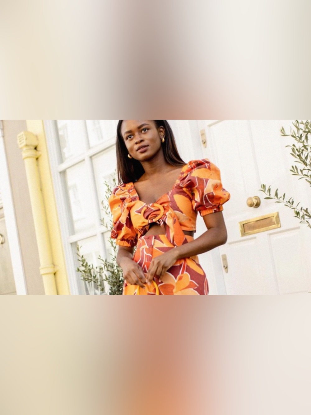 🆕 Zara Puff Sleeve Crop Top Tropical Caribbean Carnival Vacation Costume Party